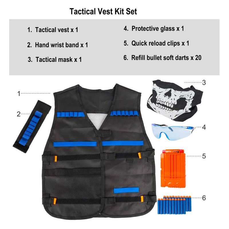 LUUFAN Tactical Vest Kit for NERF Guns with Reload Clips,