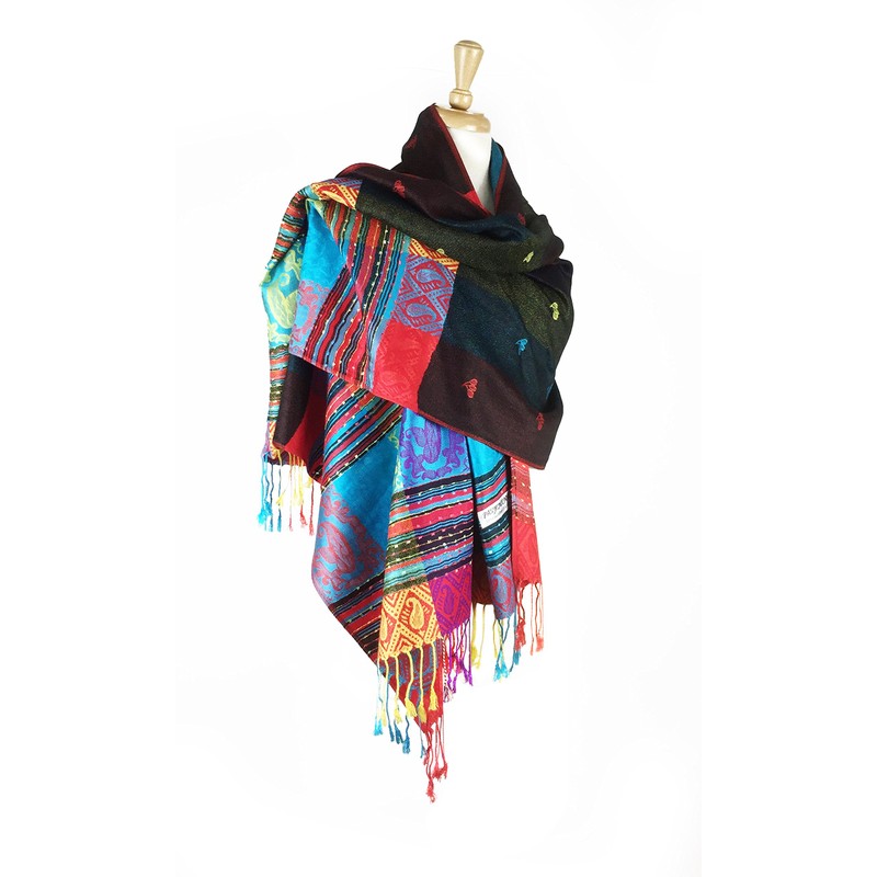 Paskmlna - Bufanda de doble cara, diseño de arcoíris tropical,