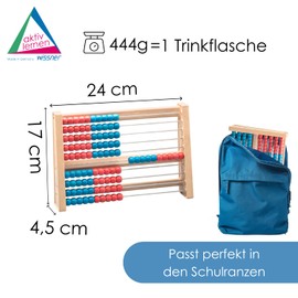 WISSNER WISSNER® Aktiver Lern-Rechenschieber aus robustem RE-Wood®-Design für mehr Spaß in jeder Mathe-Rechenstunde - Spielend Rechnen Lernen bis 100-25 x 5 x 17cm - Rechenmaschine für Schulkinder