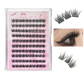LASGOOS Self Adhesive Eyelashes 100 Clusters Press On Eyelash Clusters Natural Messy 5D Lash Extension Pre-Glued Cluster Lashes DIY Eyelash Extensions at Home No Glue No Remover Needed Lashes