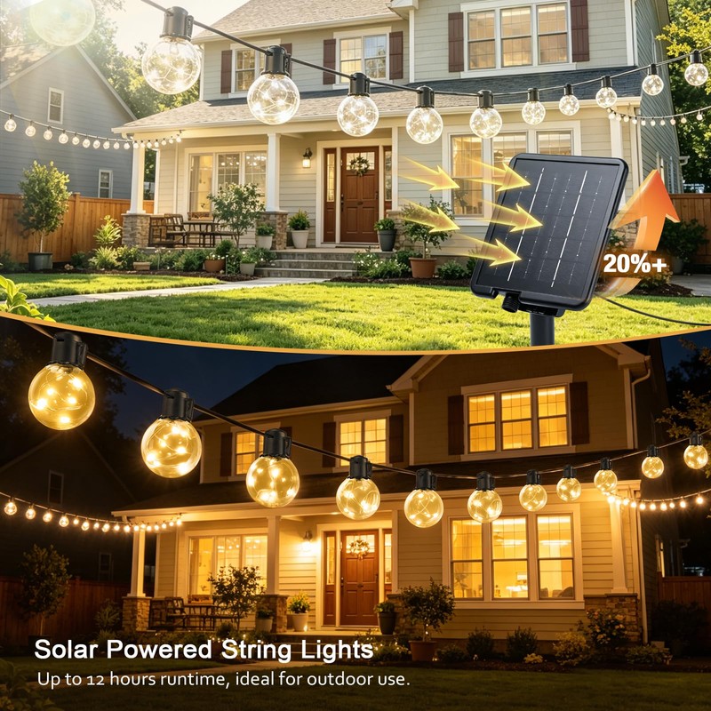 KepStars Outdoor String Lights Solar Powered Waterproof, 50ft 20 LED