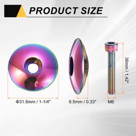 sourcing map 1 1/4" OD Bicycle Headset Stem Top Cap Aluminum Alloy Cycling Headset Cover Stem with M6 Bolt for Mountain Bike Road Bike MTB, Colorful