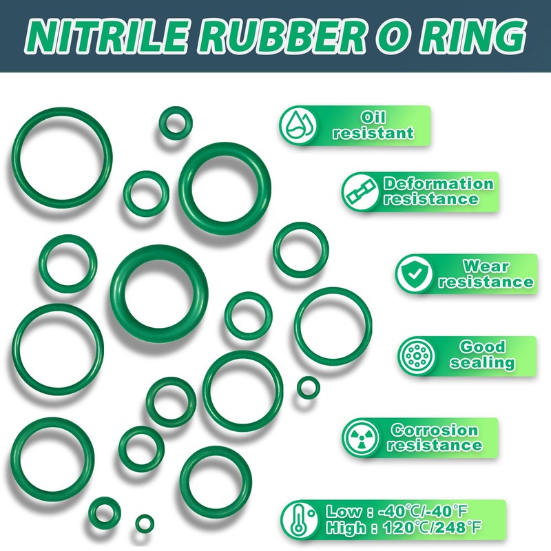 KEZE 595 Pcs Air Conditioning O Ring Kit,36 Size Seal