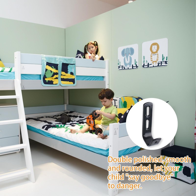 MOROBOR 4pcs PVC Coated Bed Ladder Hooks, Black Iron Bunk