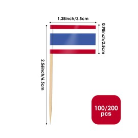 AhfuLife 100/200pcs Thailand Toothpick Flags, Cocktail Stick Flag for National Day Sandwich Food Cupcake Toppers Tableware World Cup Party Supplies Pub Royal Event Decor (100 Pcs)