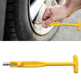 DUSCOKE Car Tire Valve Stem Puller/Installer Tool with T Handle, No Scratch Wheel Valve Stem Remover Extender Adapter Replacement, Auto Tire Valve Stem Removal & Installation Repair Tool (T-Yellow)