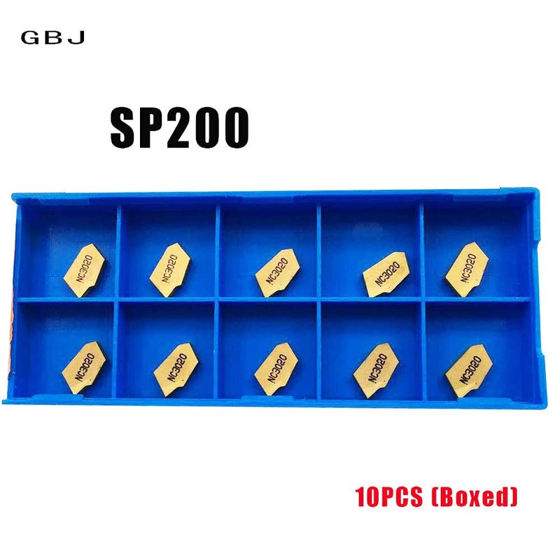 GBJ 10pcs SP200 GTN-2 Grooving Cut-Off Carbide Inserts for SPB26-2