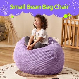 Cansunna Bean Bag Chairs Teardrop Bean Bag Chair Beanbag Chair with Memory Foam Filled Machine Washable Cover for Living Room, Bedroom (Small,Purple)