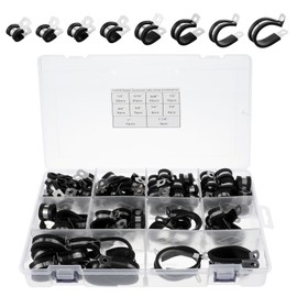 114PCS Cable Clamps Assortment Kit in 8 sizes 1/4" 5/16" 3/8" 1/2" 5/8" 3/4" 1" 1-1/4", 304 Stainless Steel Rubber Cushioned Insulated Clamp, Loop Clamps, Pipe Clamps,Wire Clamps