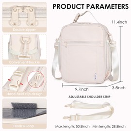 NOL Nylon Waterproof Kids Lunch Bag, Insulated Lunch Bag, Lunch box Cooler, Reusable, Zip Closure with Buckle Handle Holds Lunch Box, Snacks & Water Bottle for School Work, Cream