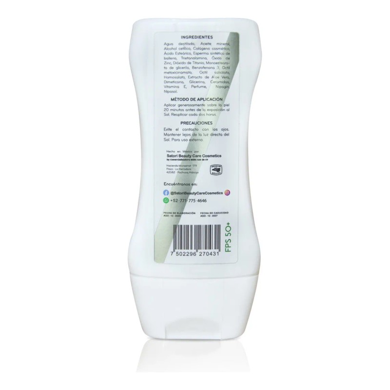 Bloqueador Solar Fps50+ Colageno Satori Beauty Care 200ml