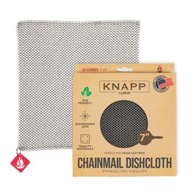 Knapp Made Chainmail Dishcloth 7”x5” - Replace Your Dirty Sponge - All Purpose Kitchenware, Pots & Pans Cleaner - Lasts a Lifetime