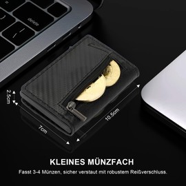 Airtag Men's Wallet - Magnetic Slim Wallet with Coin Compartment & RFID Protection, Small Wallet with 7 Card Slots for Credit Cards & ID Window, Black carbon, Modern