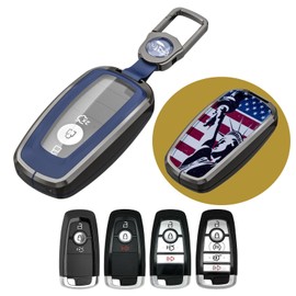 RAHALOY Key Fob Cover for Ford F-150, F-250, Explorer, Maverick, Transit, Escape, Bronco Sport - Heavy duty keychain, Anti-Drop Full Case, Durable Smart Key Fob Protector (Fits 3/4/5 Button Fobs)