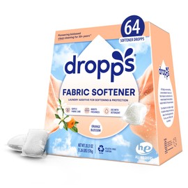 Dropps Laundry Fabric Softener Pods, Orange Blossom (64 Pods) - Fabric Softener Liquid Pods for Fluffy, Soft Fabrics - HE Compatible Mineral Based Ingredients Laundry Supplies