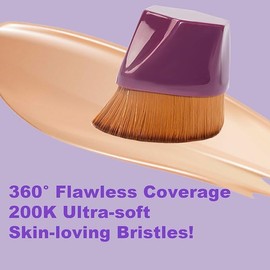 3+1 Makeup Sponge Blender & Foundation Makeup Brush Violet 4 Pcs Set ｜Latex Free and High-definition Beauty Sponge for Blending｜Makeup Sponges For Liquid, Cream, and Powder, Multi-colored | Foundation Brush Ideal For Blending