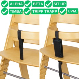 Crotch Strap with Strap Protector Set for Highchair, 3 Pack, in Black, Two Strap Straps Compatible with Hauck Alpha Beta, Stokke Tripp Trapp, Roba, Kinderkraft etc., Soft Neoprene Seat Belt Padding