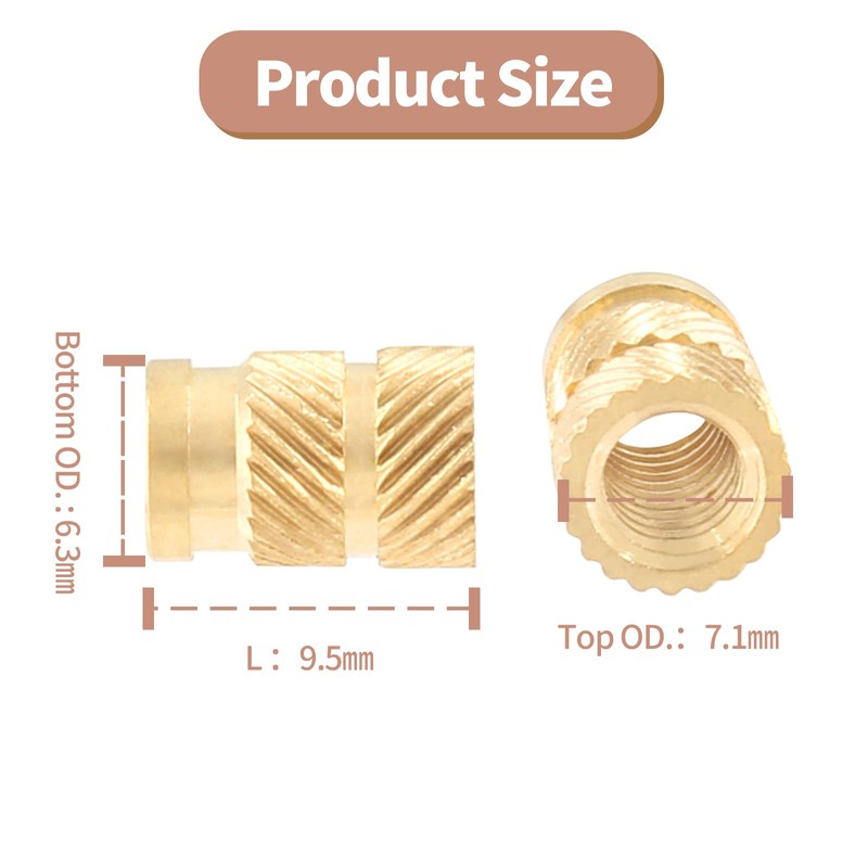 Litoexpe M5 Threaded Inserts, Brass Heat Set Insert Kit knurled