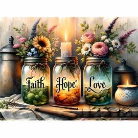 Fotasmua DIY Wishing Bottle Paint by Numbers for Adults Beginner, Faith, Hope, Love Paint by Numbers on Canvas, Easy Color Acrylic Painting by Number Kits for Offices and Home Wall Decor 16 X 20 Inch
