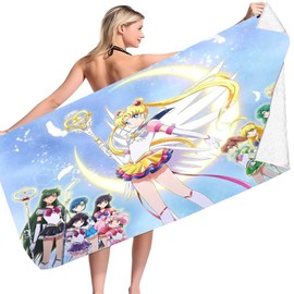 JXBBAAC Sailorr Moon Beach Towel, Bath Towel, Microfibre Beach Towel, Children's Shower Towel, Quick Drying Bath Towel, Portable Children's Towel, Camping Towel, Beach Mat for Travel, Sauna (150 x 75