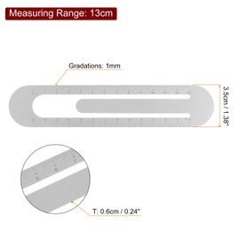 sourcing map 2pcs Straight Ruler 13cm Metric Bookmark Clip Ruler Metal Aluminum Alloy Scale on Both Sides Measuring Scale Tool for Measure Study Reading Classroom Office, Grey