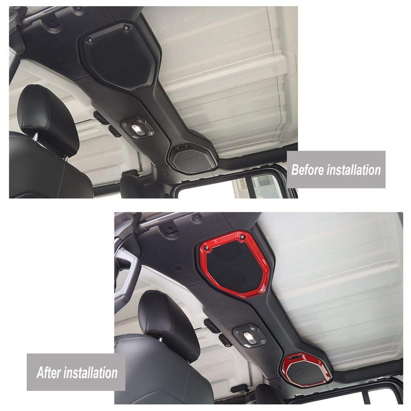 JeCar Red Top Speaker Frame Trim Cover for 2018-2023 Jeep