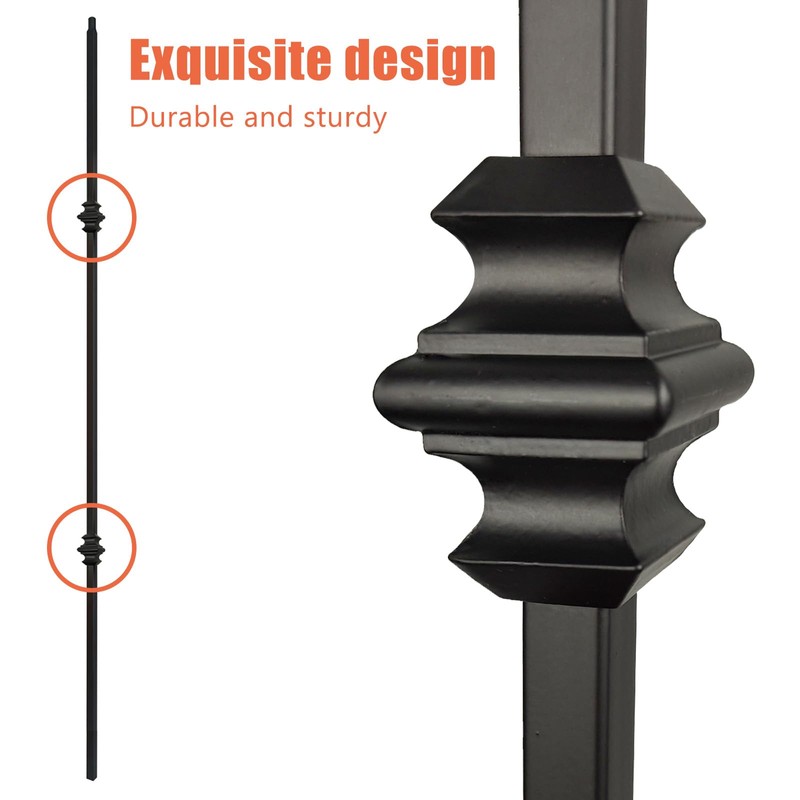 MyeMdan 10 Pcs Wrought Iron Balusters, Hollow Double Knuckle Balusters,