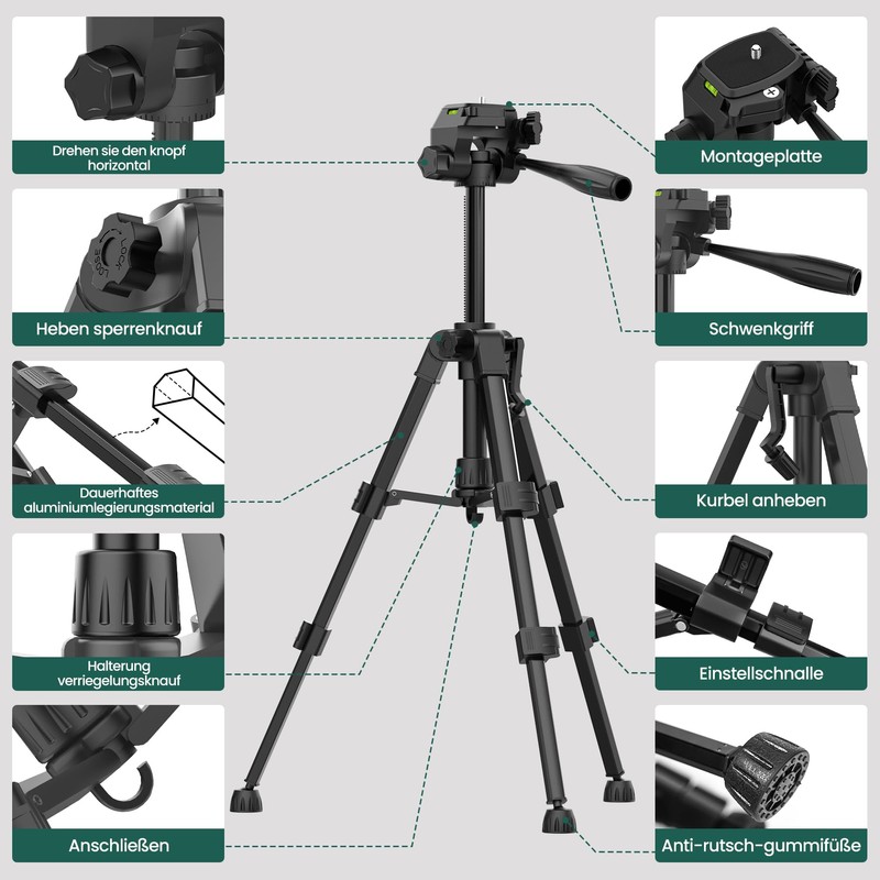 Hychika Construction Tripod for Cross Line Lasers and Leveling Devices,