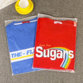 100 Pcs Poly Plastic Slider Zipper Plastic Bag for T-Shirt Packing, Seasonal Clothes, Pants, Shirt, Sweaters, Resealable Apparel Bags Closet Storage Organizer (Clear, 7.87 inch x 5.51 inch)