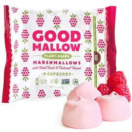 GoodMallow Vegan Marshmallows - Large Kosher Halal Gluten Free Dairy Free Healthy- Natural Gelatin Free Marshmallows for Hot Chocolate, Smores, Baking - Nothing Artificial (Pink Raspberry)
