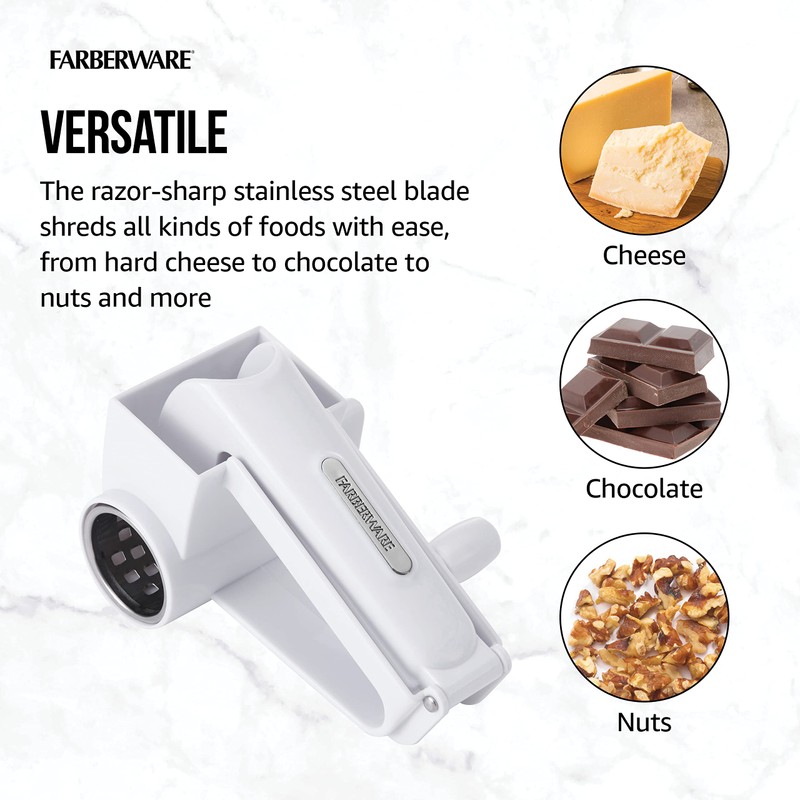 Farberware Professional Rotary Grater with Fine Etched Stainless Steel Drum,