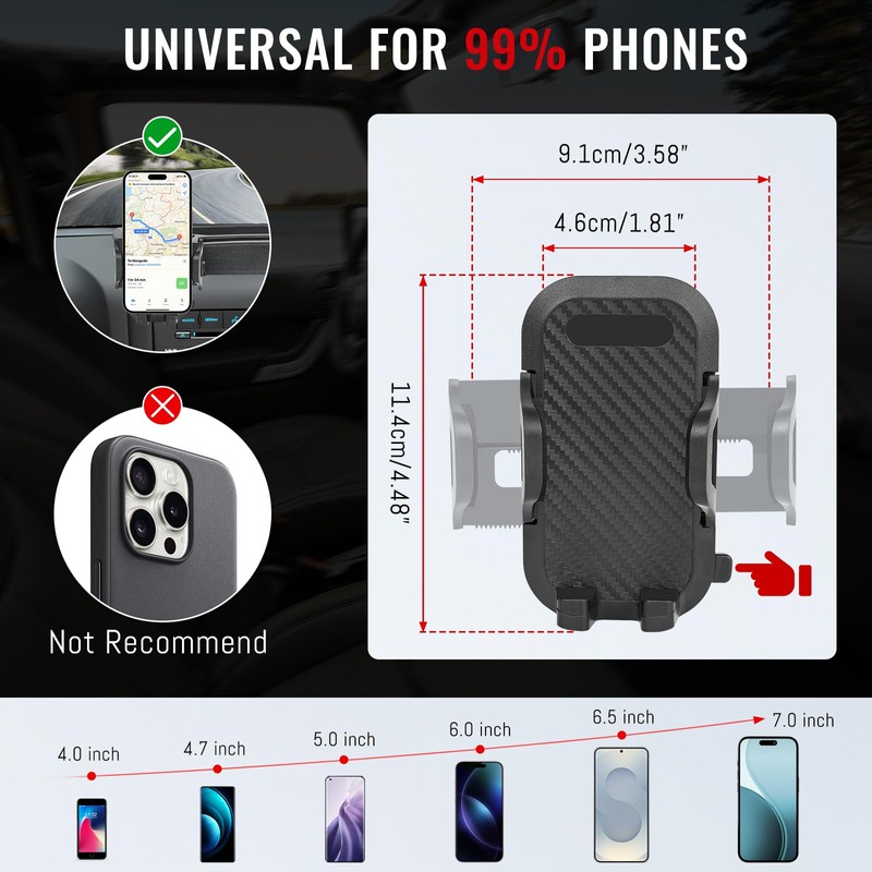 Upgraded Phone Mount Compatible with Jeep Wrangler JK JKU 2012-2018