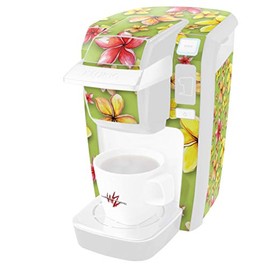 WraptorSkinz Decal Style Vinyl Skin compatible with Keurig K10 / K15 Mini Plus Coffee Makers Beach Flowers Sage Green (COFFEE MAKER NOT INCLUDED)
