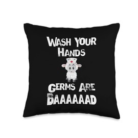 Funny Germ Apparel and Gifts Vintage Funny Germ Design for School or Pediatric Nurses Throw Pillow, 16x16, Multicolor