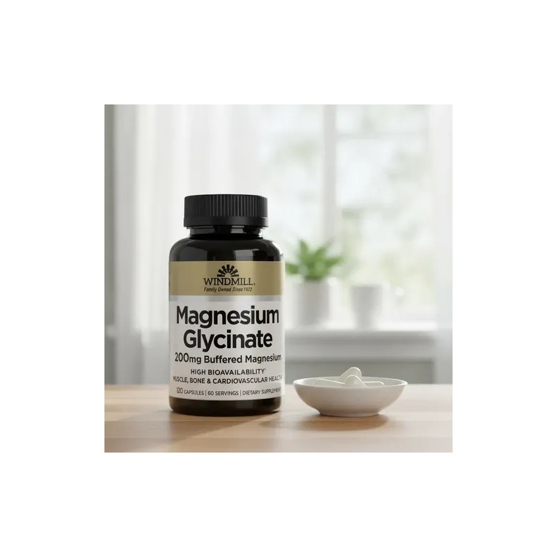 Glicinato De Magnesio Windmill 200mg Buffered - 120 Cápsulas