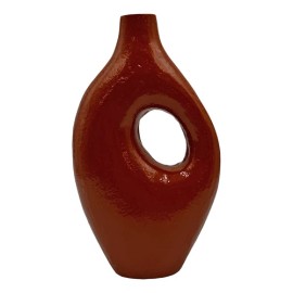 Bergamo Art 9.5" High Decorative Handmade Aluminum Jug Flower Vase in Mud