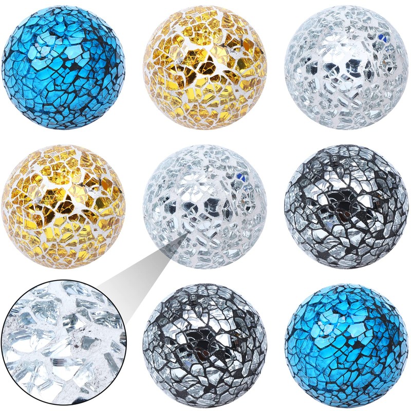 8 bolas de mosaico de cristal, esferas de mosaico, esferas
