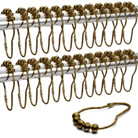 ExeQianming Ganchos para Cortina De Baño, 24 Piezas Aros De Cortina De Ducha De Acero Inoxidable, Ganchos para Cortina De Ducha para Cortinas De Ducha Y Forros (Bronce Bronce)