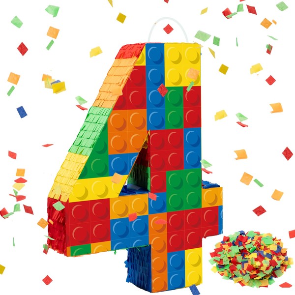 RoundFunny Number 5 Building Blocks Piñata 16.5 Inch Party Supplies