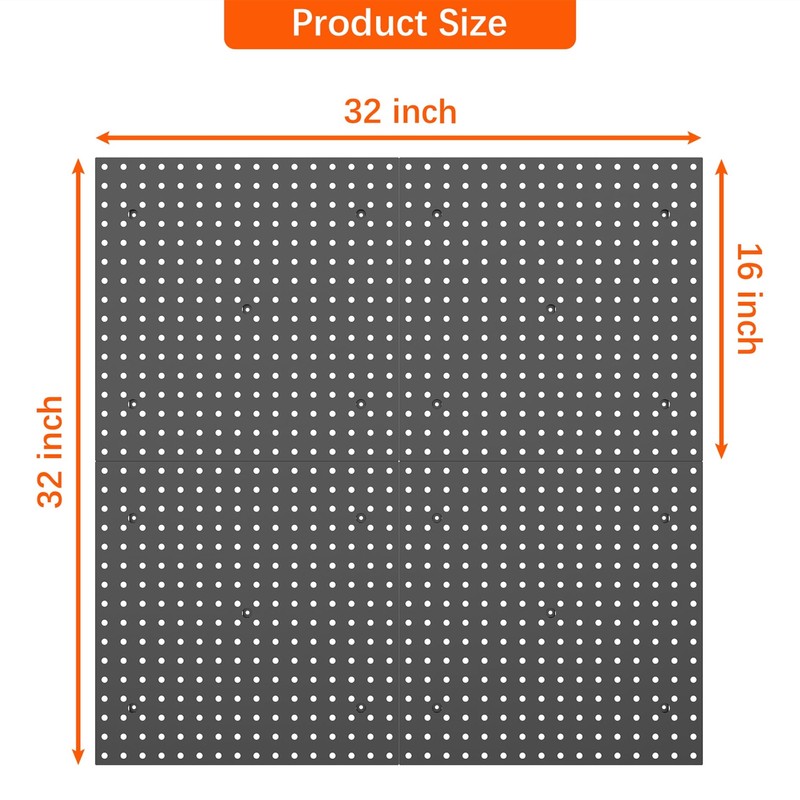 WALMANN 4 PCS 16" x 16" Metal Pegboard Panels for