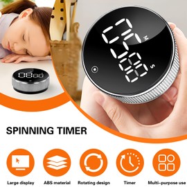 ECHOBUY Digital Kitchen Timer, schwarz geeignet für Lernen und Küche Digitaler Küchentimer LED Bildschirm Küchentimer Magnetisch 3 Lautstärkemodi Küchentimer Digital für Kochen Übung Lernen