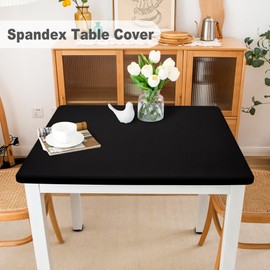 eeivs Rectangle Tablecloth Elastic Fitted Table Cover Stretch Spandex Folding Table Cloth Washable Polyester Table Top Cover for Dining Picnic Indoor and Outdoor White 24x48 Inch