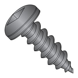 Steel Sheet Metal Screw, Black Oxide Finish, Pan Head, Square Drive, Type A, #10-12 Thread Size, 1" Length (Pack of 100)