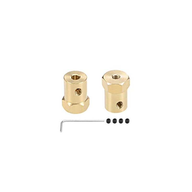 sourcing map Hexagonal Coupling 4 mm Bore Motor Hexagonal Brass