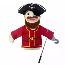 LOMTRATS 1 x Childrens Theatre Hand Puppets for Teachers, Policeman, Farmer, Pirate, Detective etc with Moving Open Mouths Perfect for Storytelling, Teaching, Party Gift