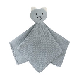 LAWKUL Baby Blanket Bear Lovey Soft Cuddly Security Blanket for Newborns Infants Boy Girl Knit Snuggle Comfort Blue 16x16in