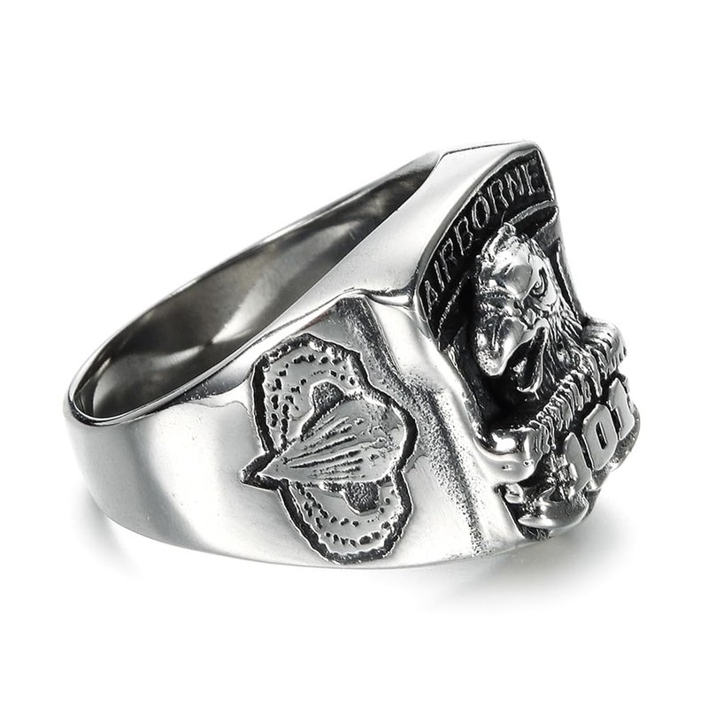 US Army 101st Airborne Division Titanium Steel Ring, Military Veteran