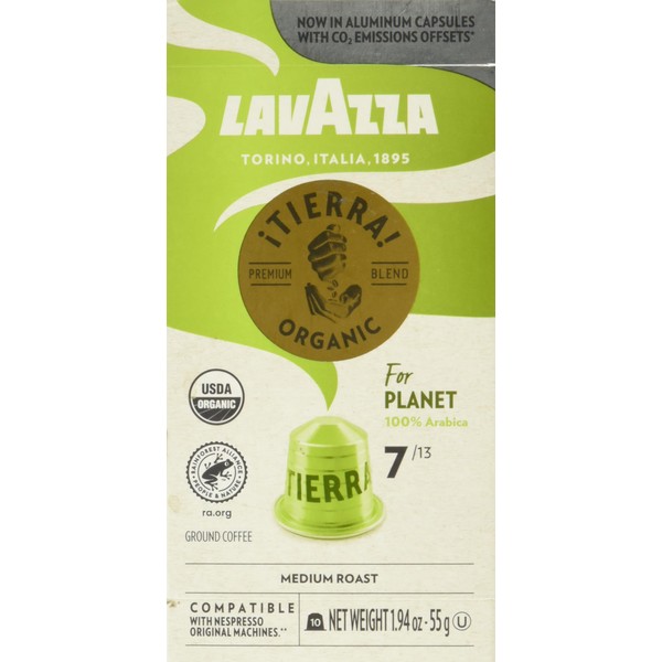 Lavazza TIERRA PLANET USDA ORGANIC Espresso Aluminum Capsules Compatible with