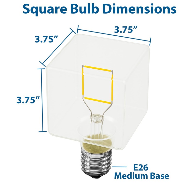 Festive Living LED Cube Light, Unique Edison Bulb with Square