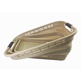 SAMMART 42L (11 Gallons) Collapsible Plastic Laundry Basket - Foldable Pop Up Storage Container/Organizer - Portable Washing Tub - Space Saving Hamper/Basket [BPA Free] (Apricot/Brown)